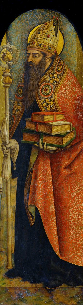 ""Representação de Santo Agostinho de Hipona"" (354-430) Pintura de Carlo Crivelli (cerca de 1435-1495) cerca de 1480 Museu Nacional de Arte Ocidental, Tóquio Japão de Carlo Crivelli