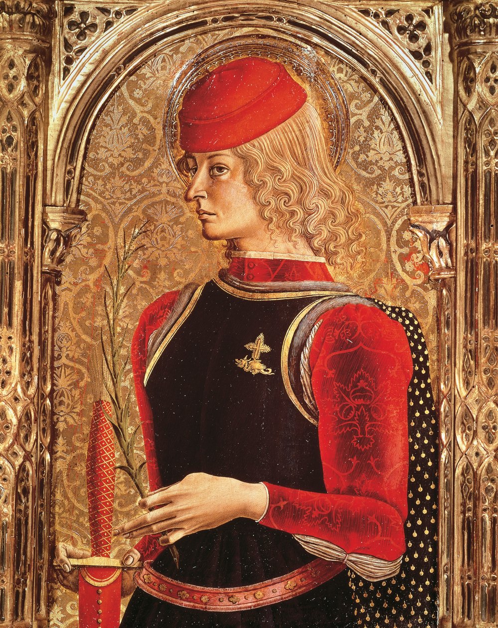 Representação de São Jorge, detalhe do Altarpiece, por Carlo Crivelli (ca. 1430-1493 aproximadamente). Capela do Sacramento, Catedral de Ascoli Piceno, Marche. de Carlo Crivelli