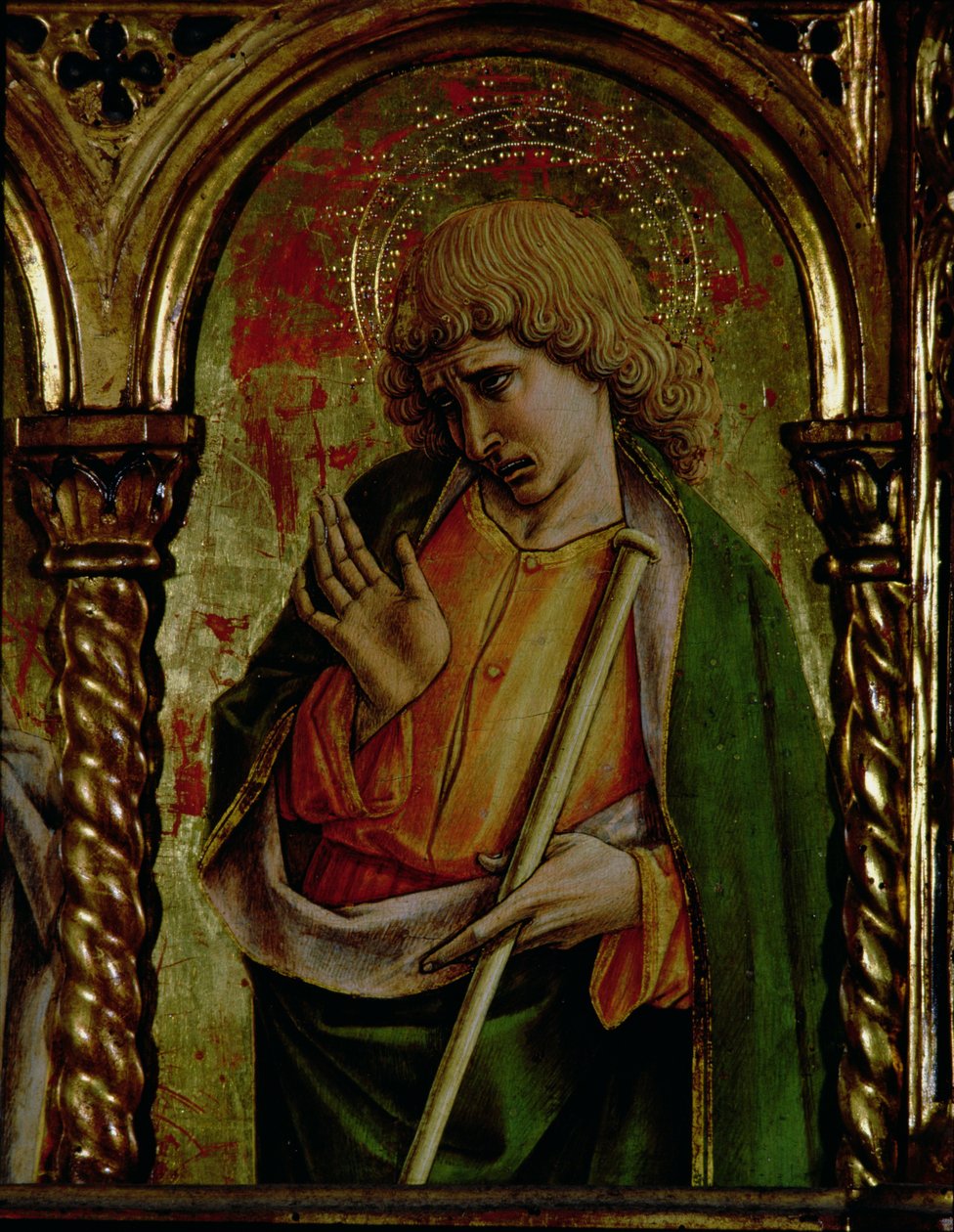 São Tiago Menor, detalhe do políptico SantEmidio, 1473 têmpera no detalhe do painel de 76636 de Carlo Crivelli