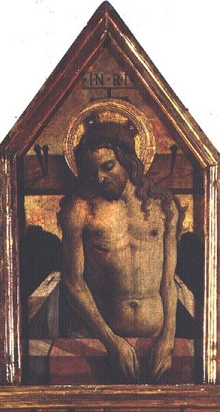 O Cristo Ressuscitado, detalhe do políptico de San Silvestro de Carlo Crivelli