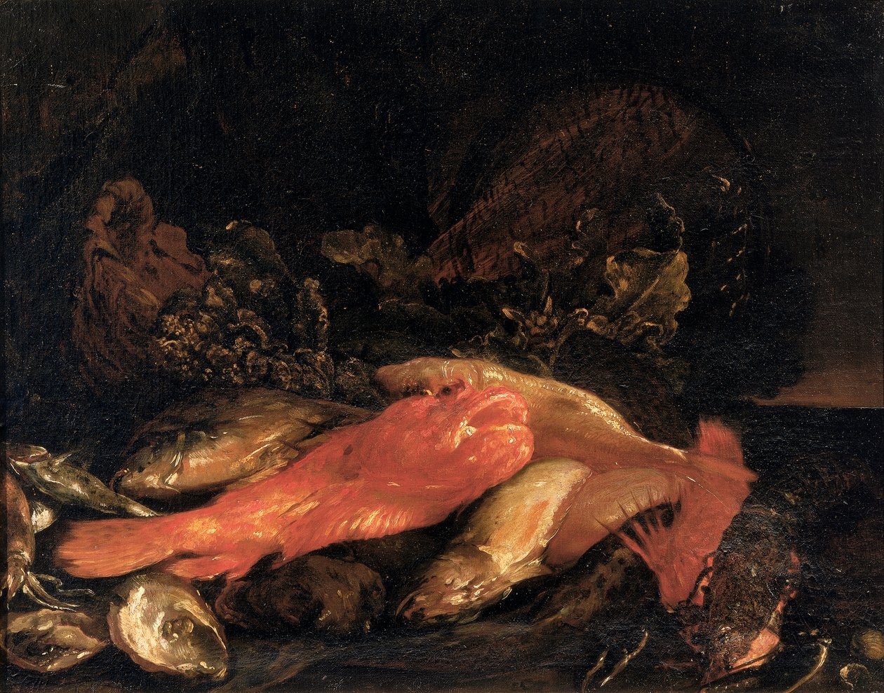 Peixe e ostras de Carlo Dolci