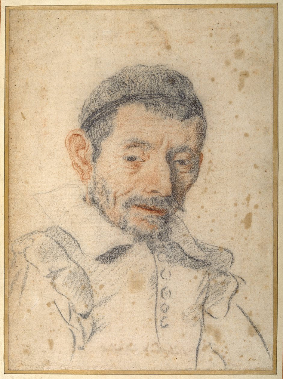 O sapateiro do artista (giz vermelho e preto sobre papel) de Carlo Dolci