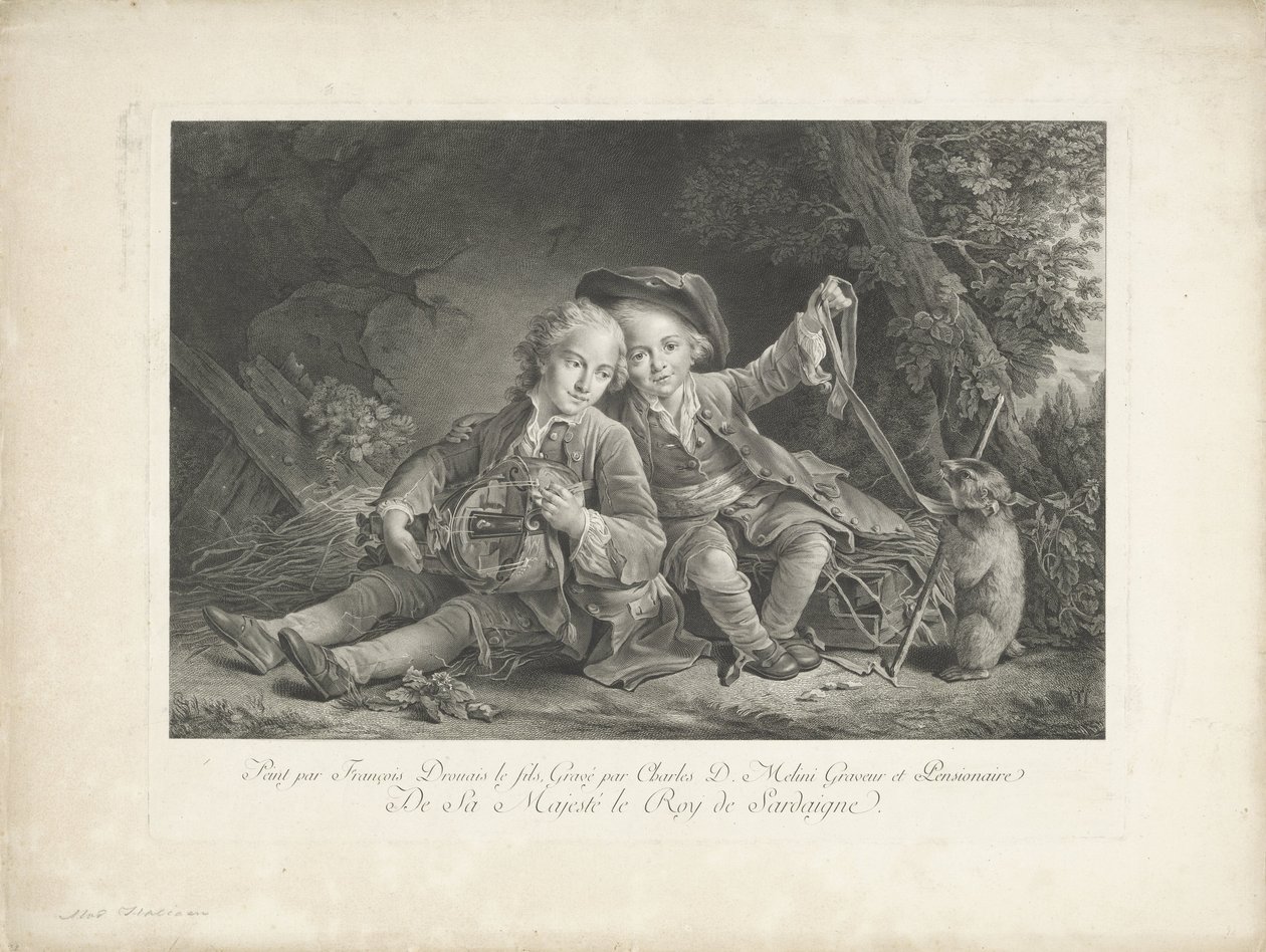 Dois meninos com marmota de Carlo Domenico Melini