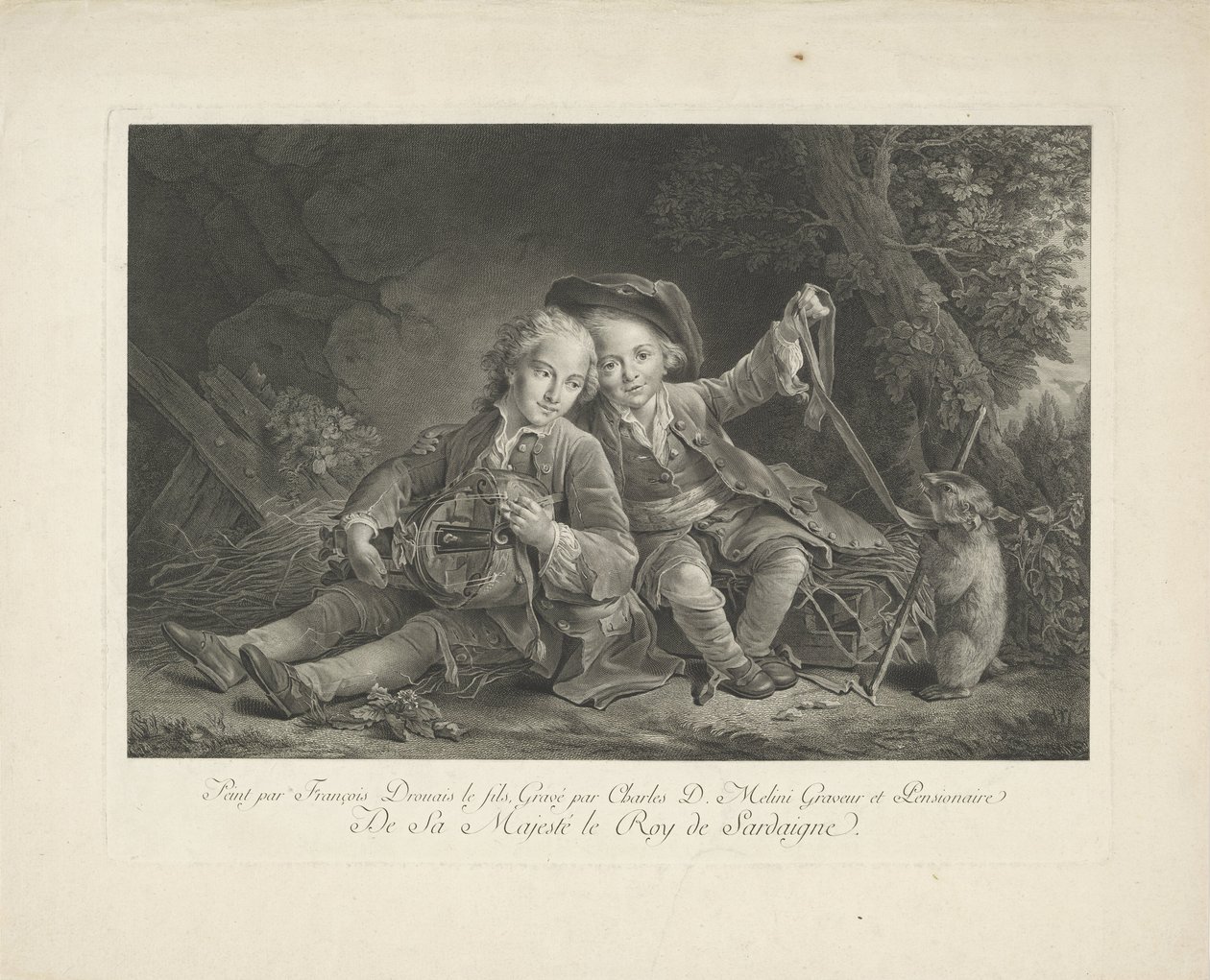 Dois rapazes com marmota de Carlo Domenico Melini