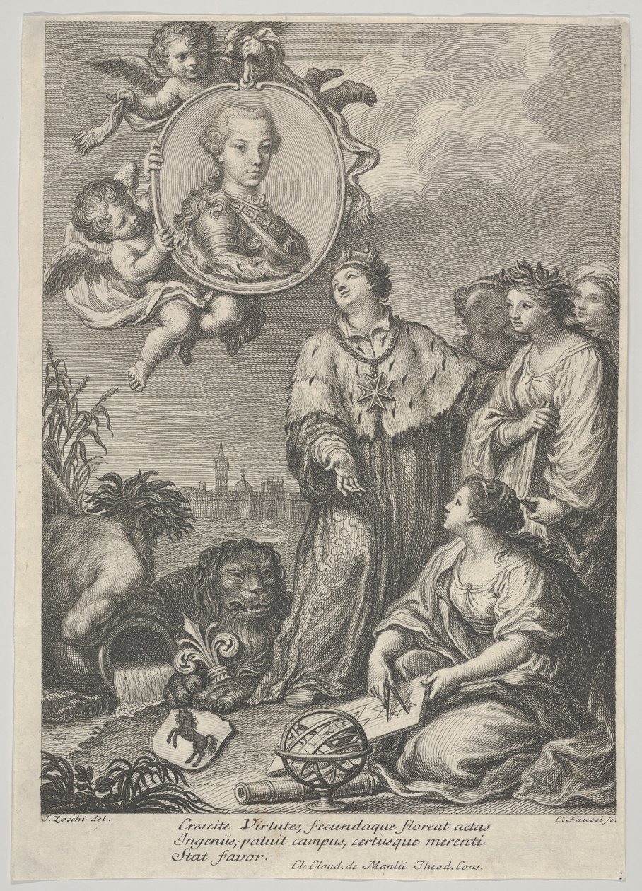 Retrato do futuro Sacro Imperador Romano Leopoldo II como Arquiduque da Áustria e..., ca. 1760-67. de Carlo Faucci