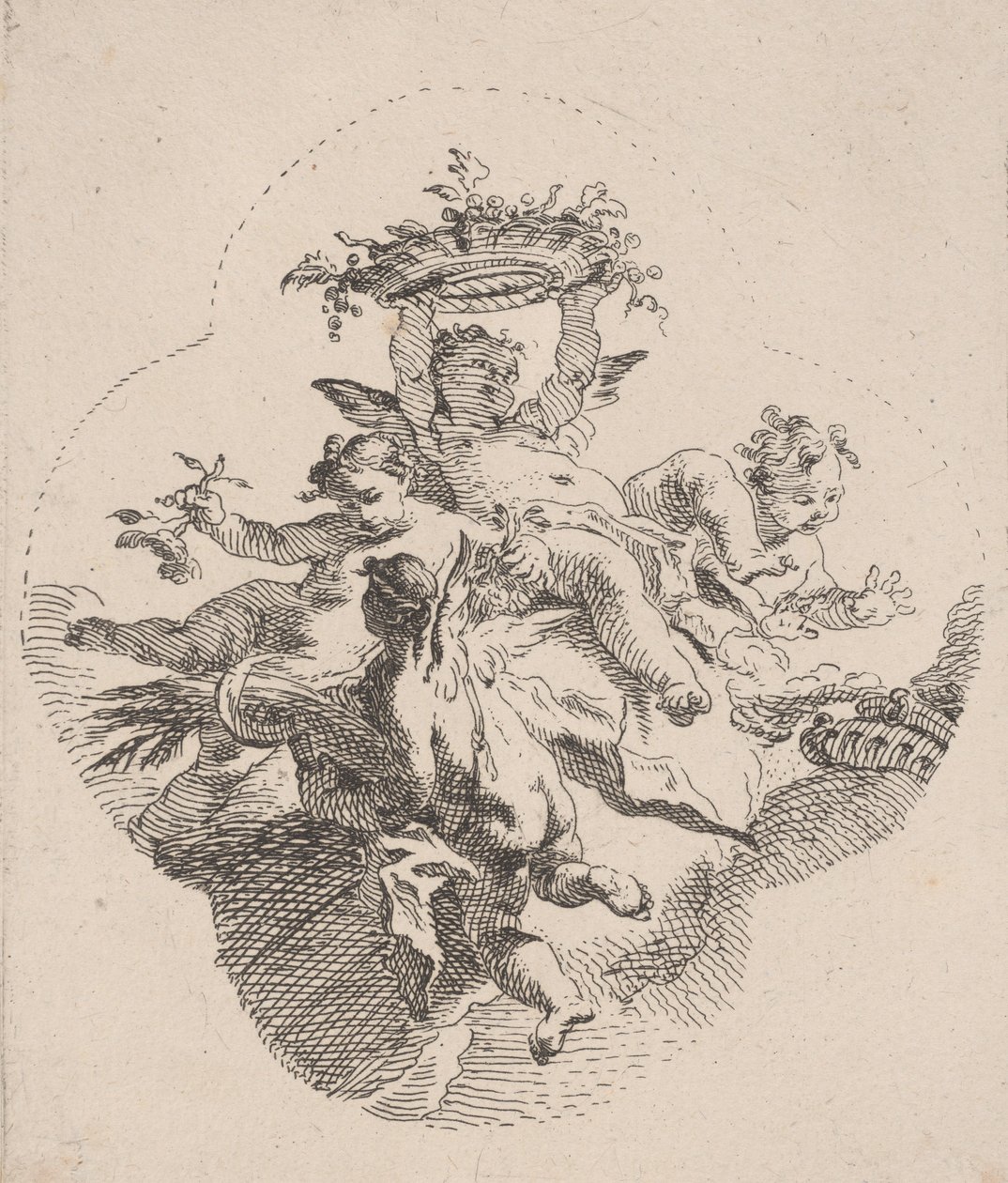 Putti segurando flores, 1725-75. de Carlo Innocenzo Carloni