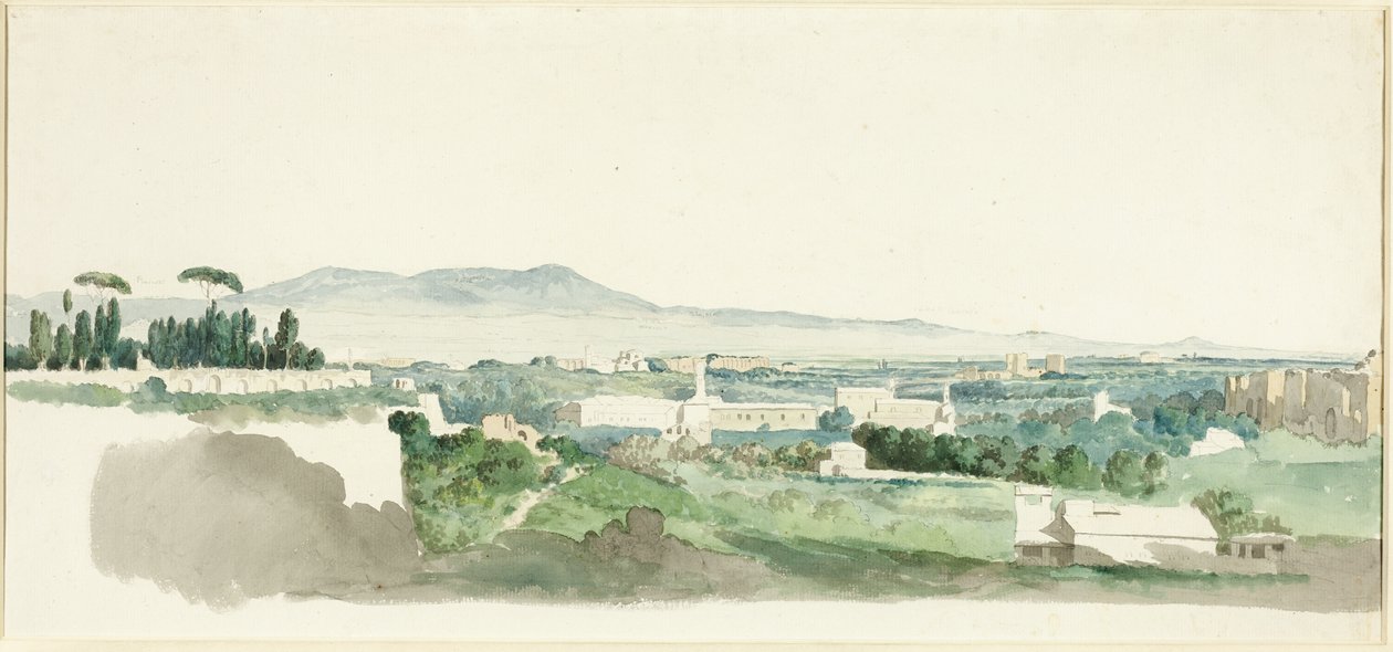 Uma vista do Monte Palatino, Roma, as Colinas Albanas à distância de Carlo Labruzzi