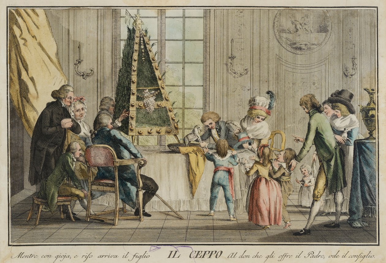 Il ceppo (A Família), do portfólio Giuochi, Trattenimenti e Feste Annue che si costumeno na Toscana e especialmente em Florença (Jogos, entretenimentos e celebrações anuais que são habituais na Toscana e especialmente em Florença) de Carlo Lasinio