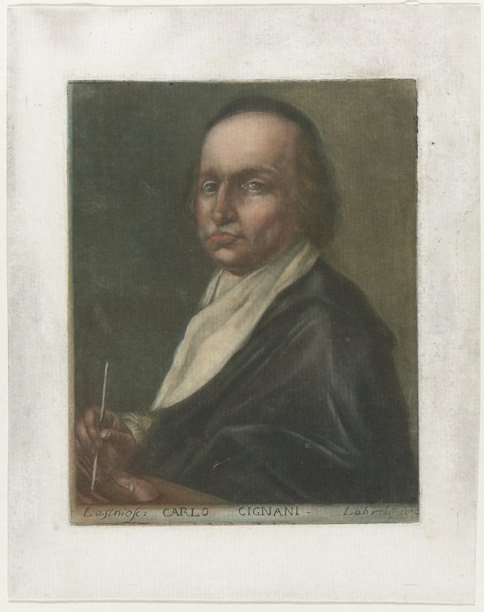 Portret kunstenaar Carlo Cignani Kunstenaarsportretten in de Uffizi Gallery te Florence (título da série) Retratos de pintores existentes na Galeria Real de Florença (título da série) de Carlo Lasinio