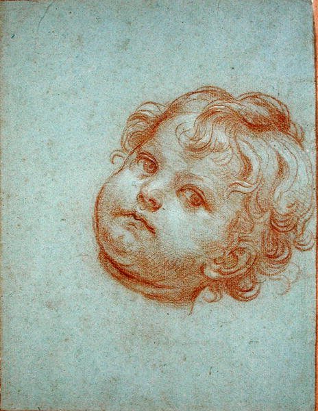 Cabeça de um Anjo (giz sobre papel) de Carlo Maratta or Maratti