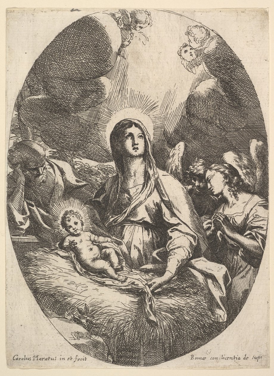A adoração dos anjos. de Carlo Maratta or Maratti