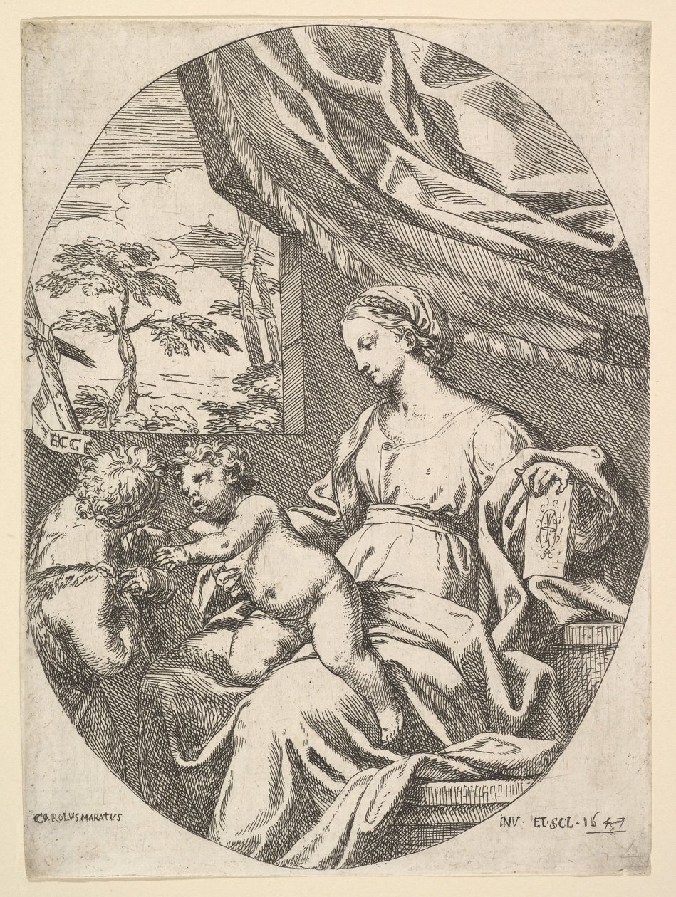 A Virgem e o Menino com o jovem São João Batista, 1647. de Carlo Maratta or Maratti
