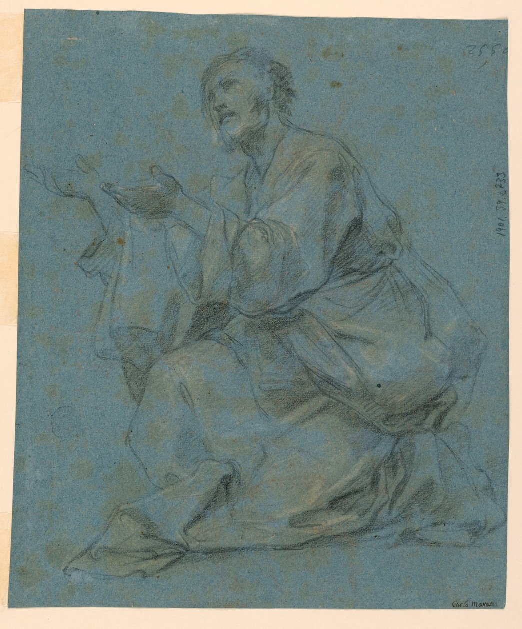 Desenho, Estudos: Dois homens sentados, 1650-1675 de Carlo Maratti