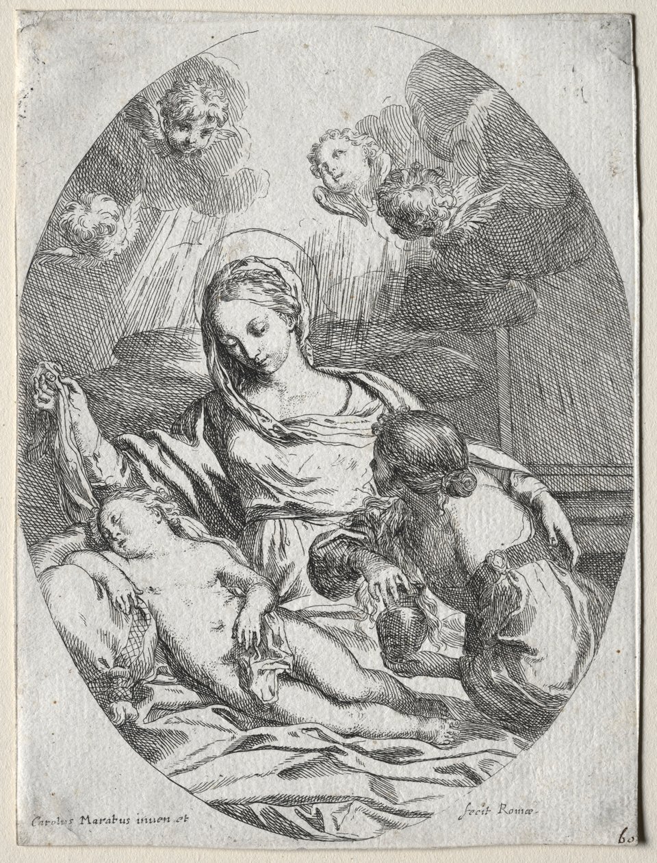 Madonna e criança com a Madalena. de Carlo Maratta or Maratti