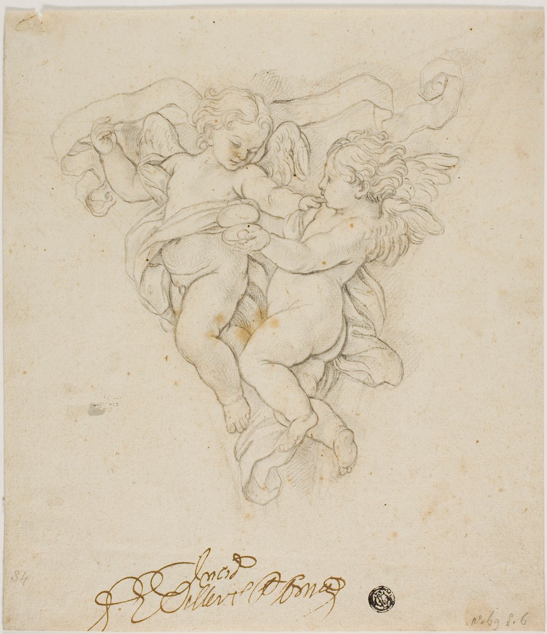 Decoração Spandrel com Dois Putti de Carlo Maratti