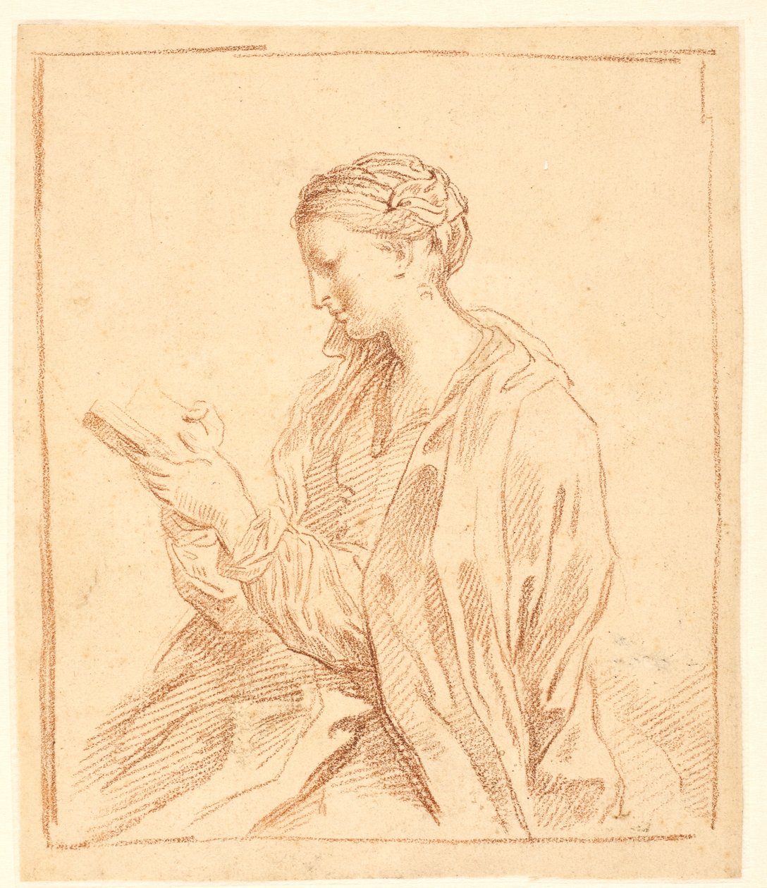Mulher lendo, de perfil à esquerda de Carlo Maratti