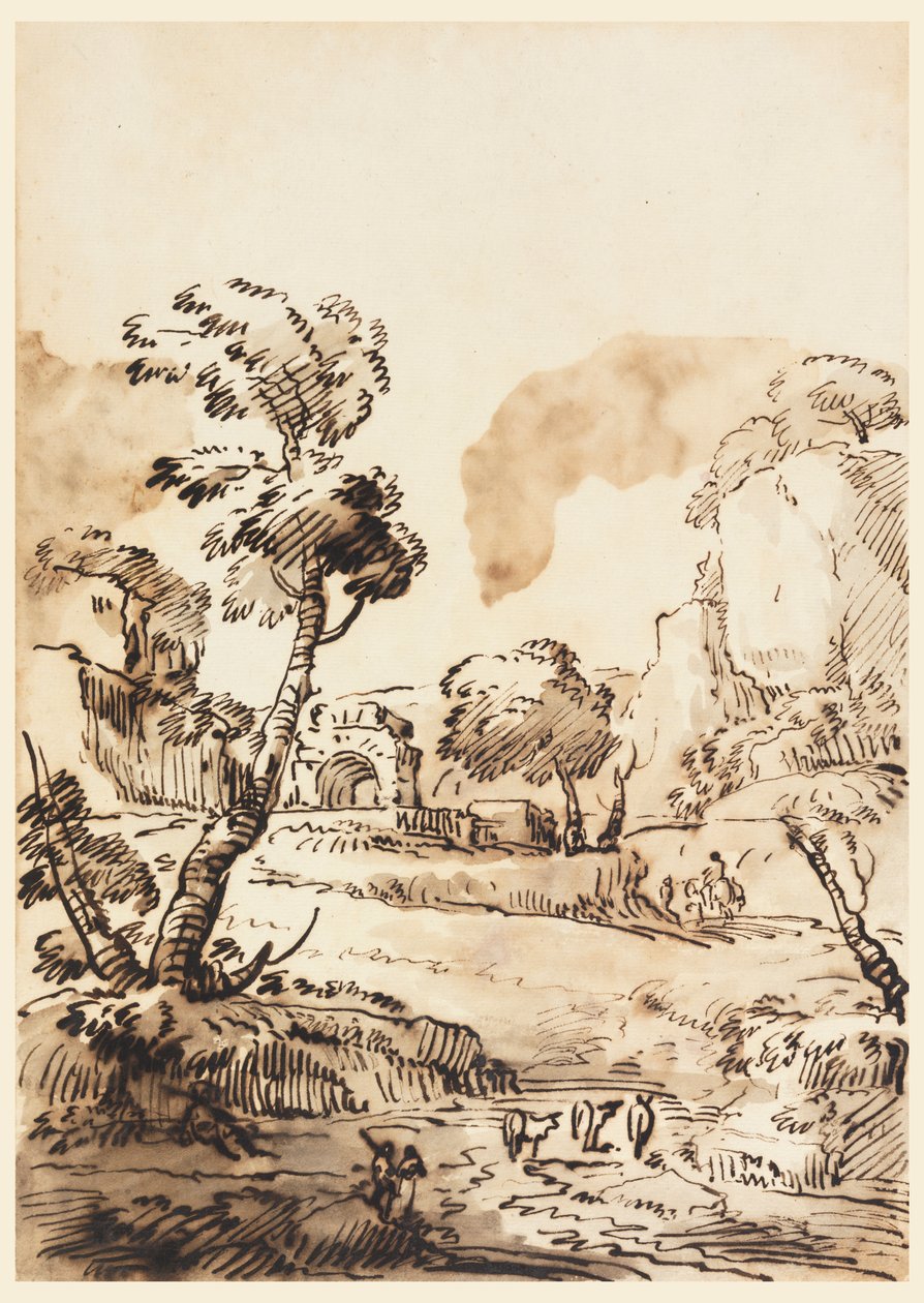 Uma paisagem pastoral de Carlo Marchionni