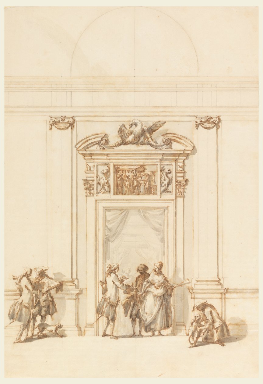 Projeto para o Portal Norte, Grande Galeria, Villa Albani, Roma, Itália de Carlo Marchionni