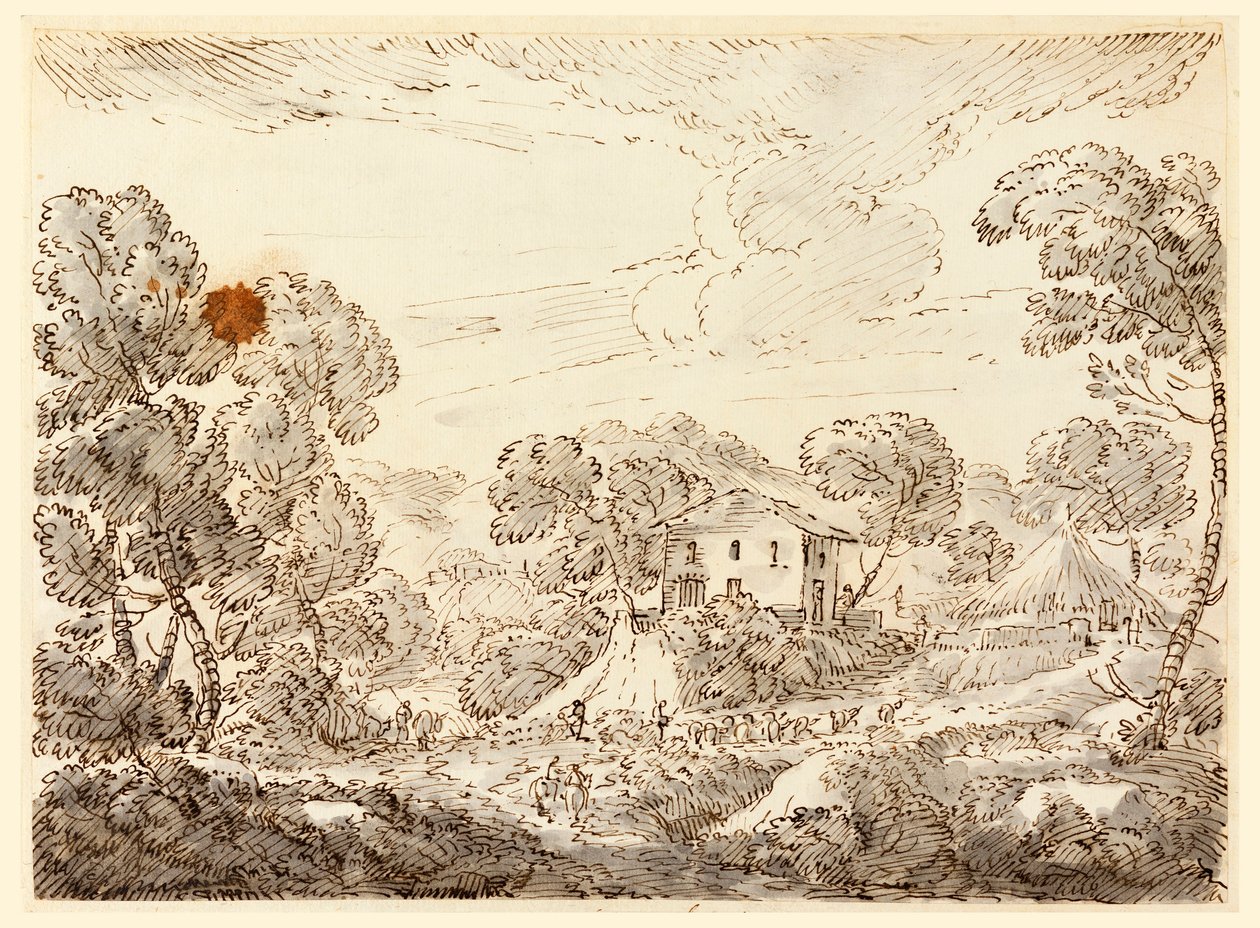 Desenho, Habitação de um camponês no campo, 1750-1770 de Carlo Marchionni