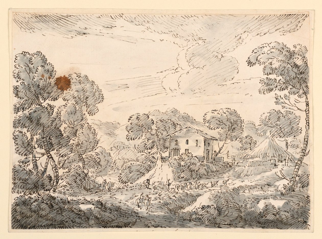 Desenho, Habitação de um camponês no campo, 1750-1770 de Carlo Marchionni