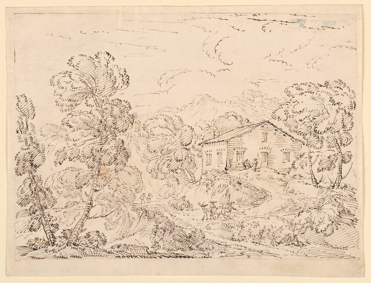 Desenho, Uma Trattoria no Bosque, 1760-1770 de Carlo Marchionni