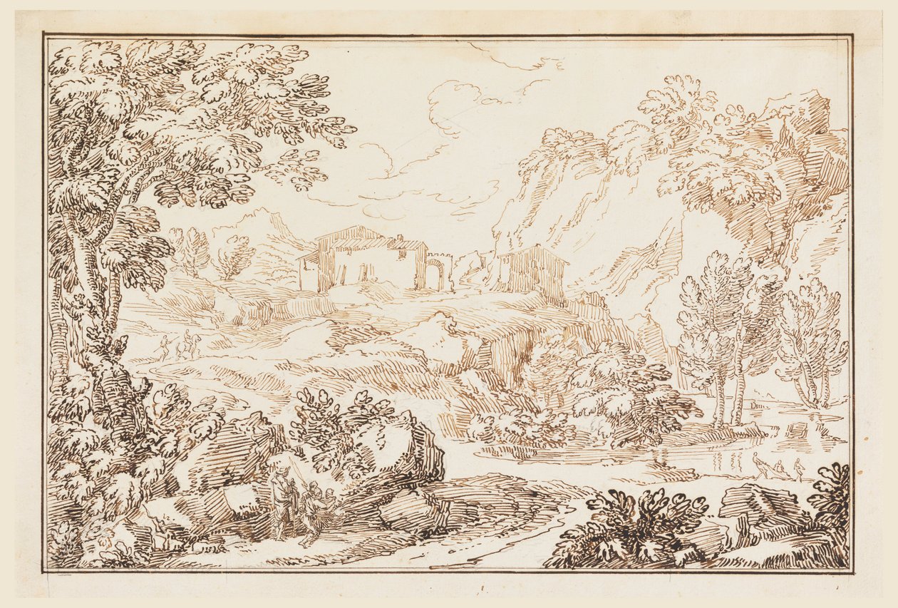 Desenho, Uma paisagem, 1770-86 de Carlo Marchionni