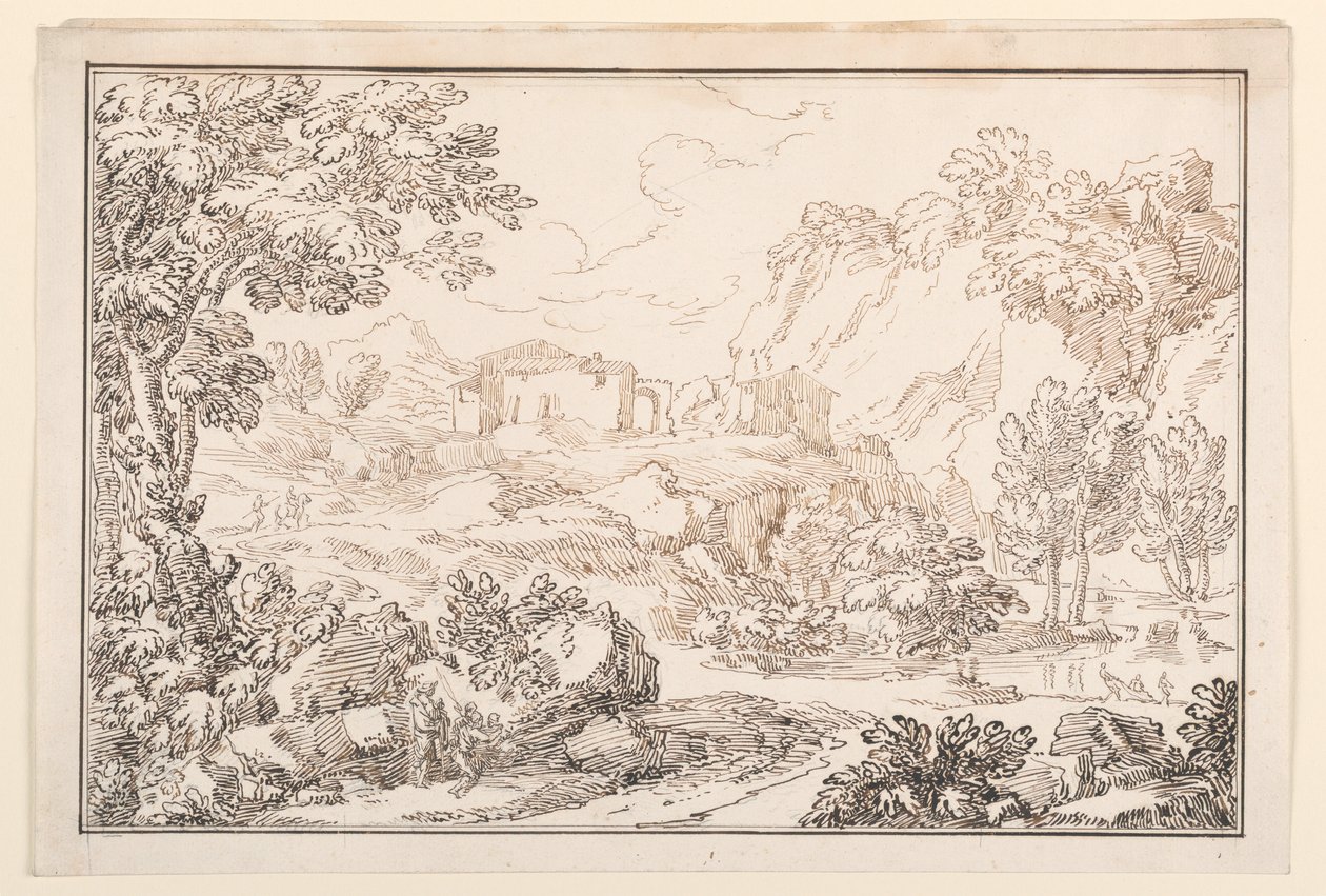 Desenho, Uma paisagem, 1770-86 de Carlo Marchionni