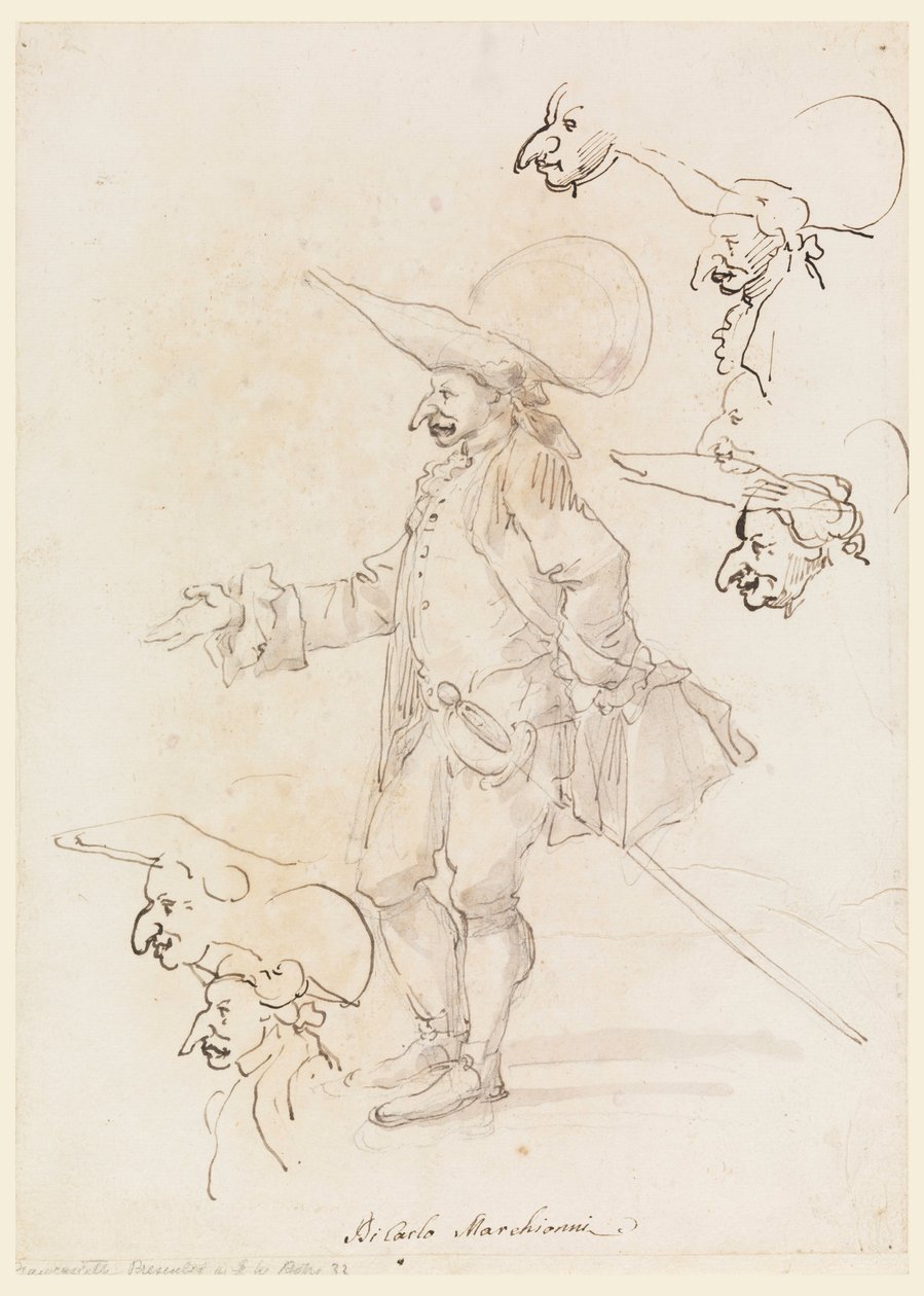 Desenho, Caricaturas, ca. 1725-75 de Carlo Marchionni