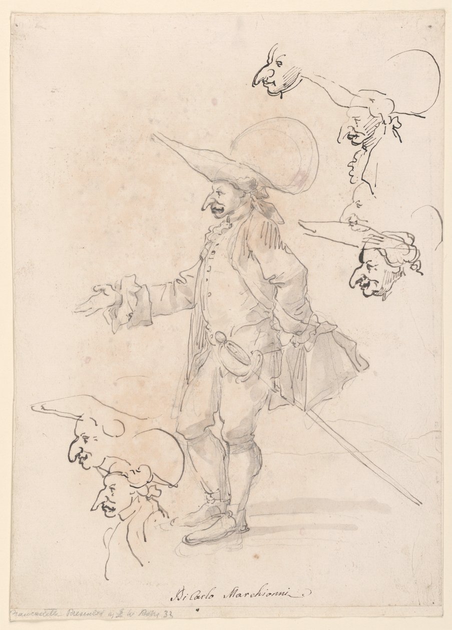 Desenho, Caricaturas, ca. 1725-75 de Carlo Marchionni