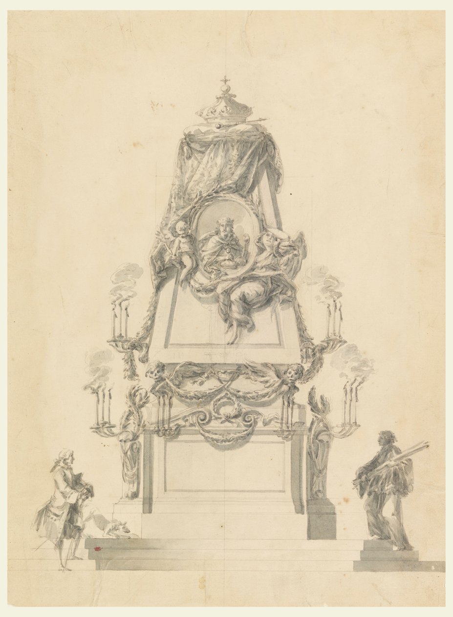 Desenho, Catafalco para um rei, ca. 1765 de Carlo Marchionni