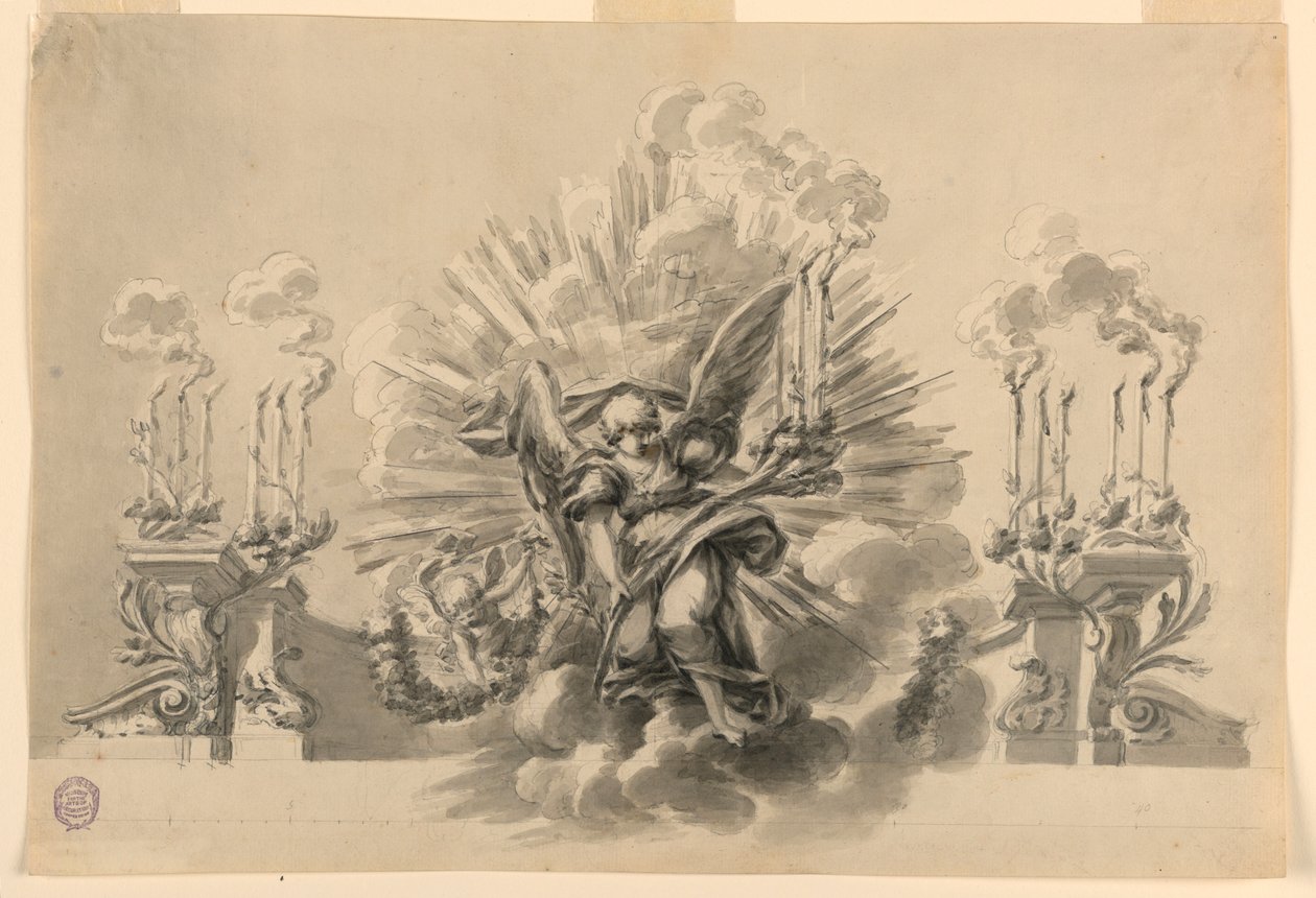 Desenho, Projeto de uma decoração cerimonial, ca. 1760 de Carlo Marchionni