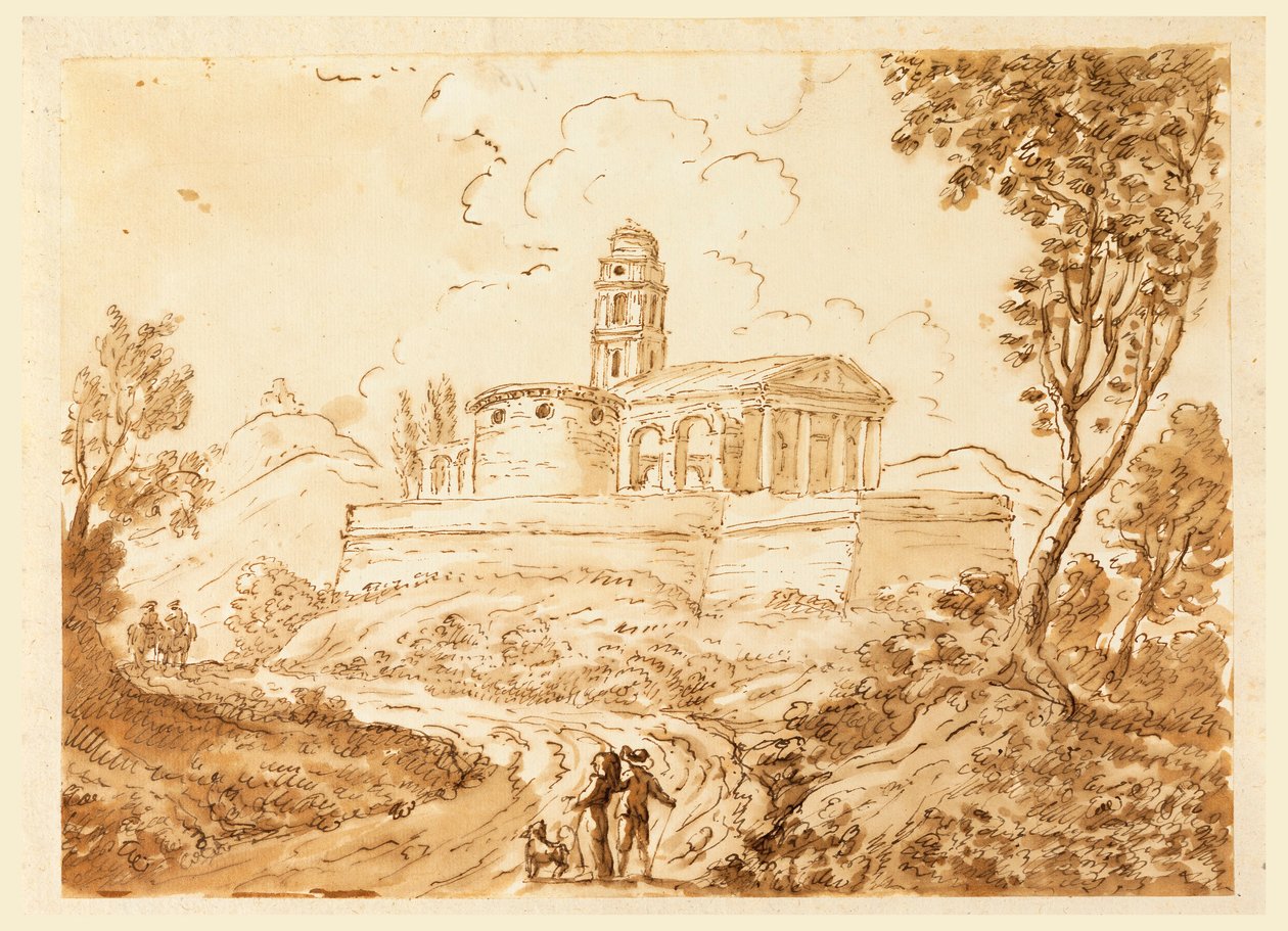 Desenho, Figuras na estrada, meados do século XVIII-final do século XVIII de Carlo Marchionni