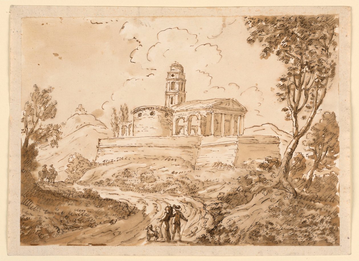 Desenho, Figuras na estrada, meados do século XVIII-final do século XVIII de Carlo Marchionni