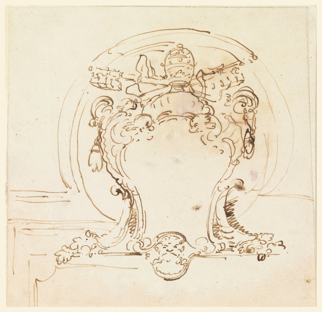 Desenho, Escudo Papal, 1740-58 de Carlo Marchionni