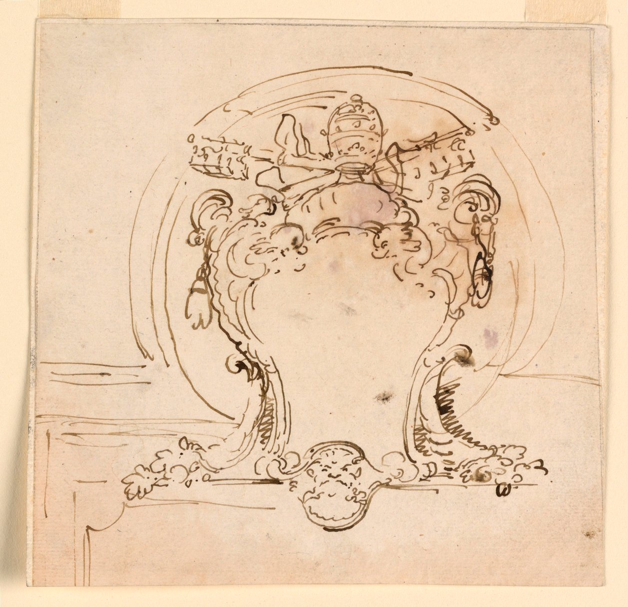 Desenho, Escudo Papal, 1740-58 de Carlo Marchionni