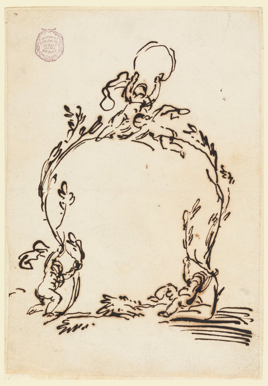 Desenho, Esboço de uma cartela, 1760-80 de Carlo Marchionni