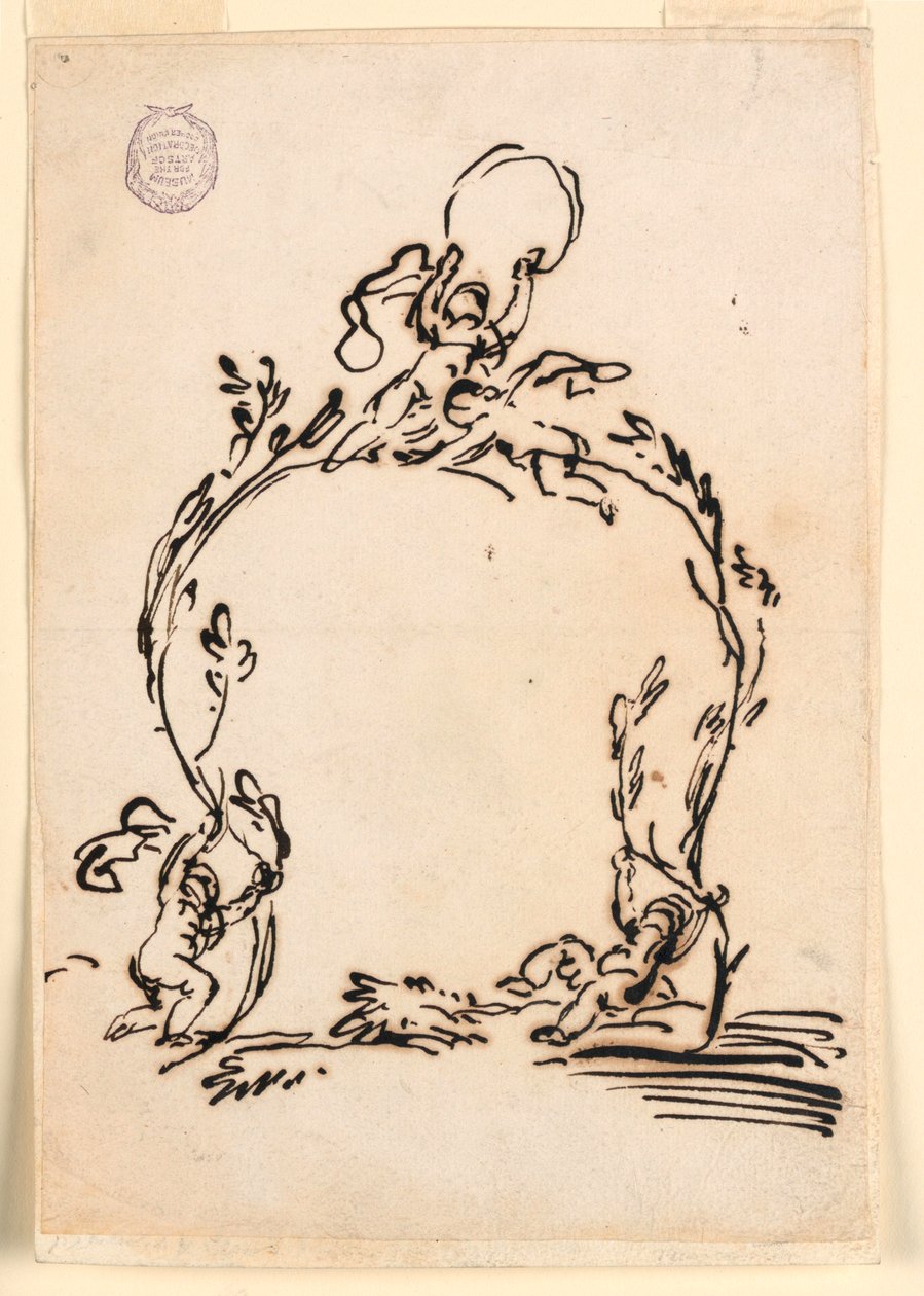 Desenho, Esboço de uma cartela, 1760-80 de Carlo Marchionni