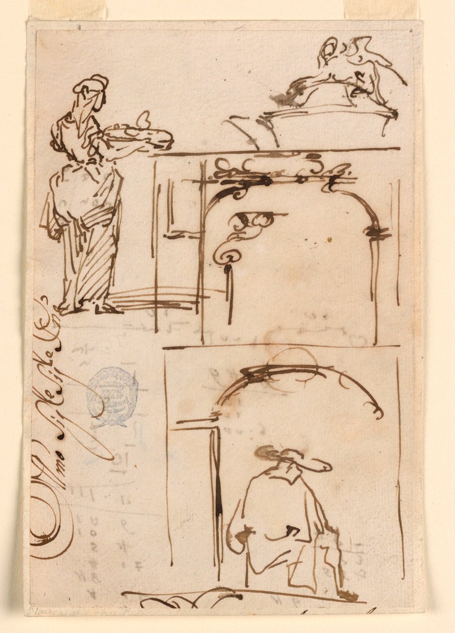 Desenho, esboços, 1725-50 de Carlo Marchionni