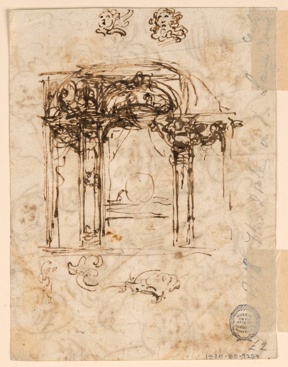 Desenho, Estudos de cabeças, 1760-80 de Carlo Marchionni