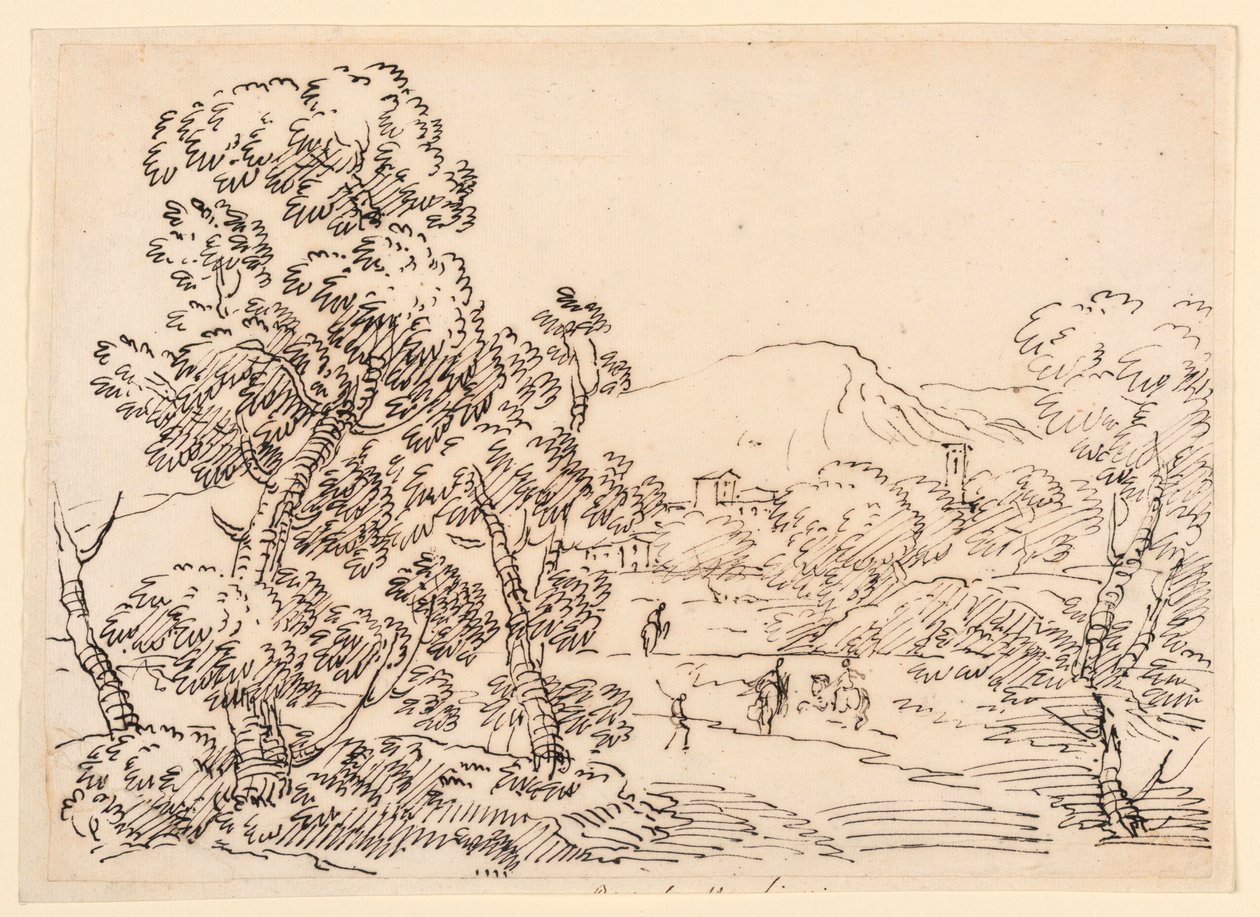 Desenho, Paisagem arborizada, 1750-1770 de Carlo Marchionni