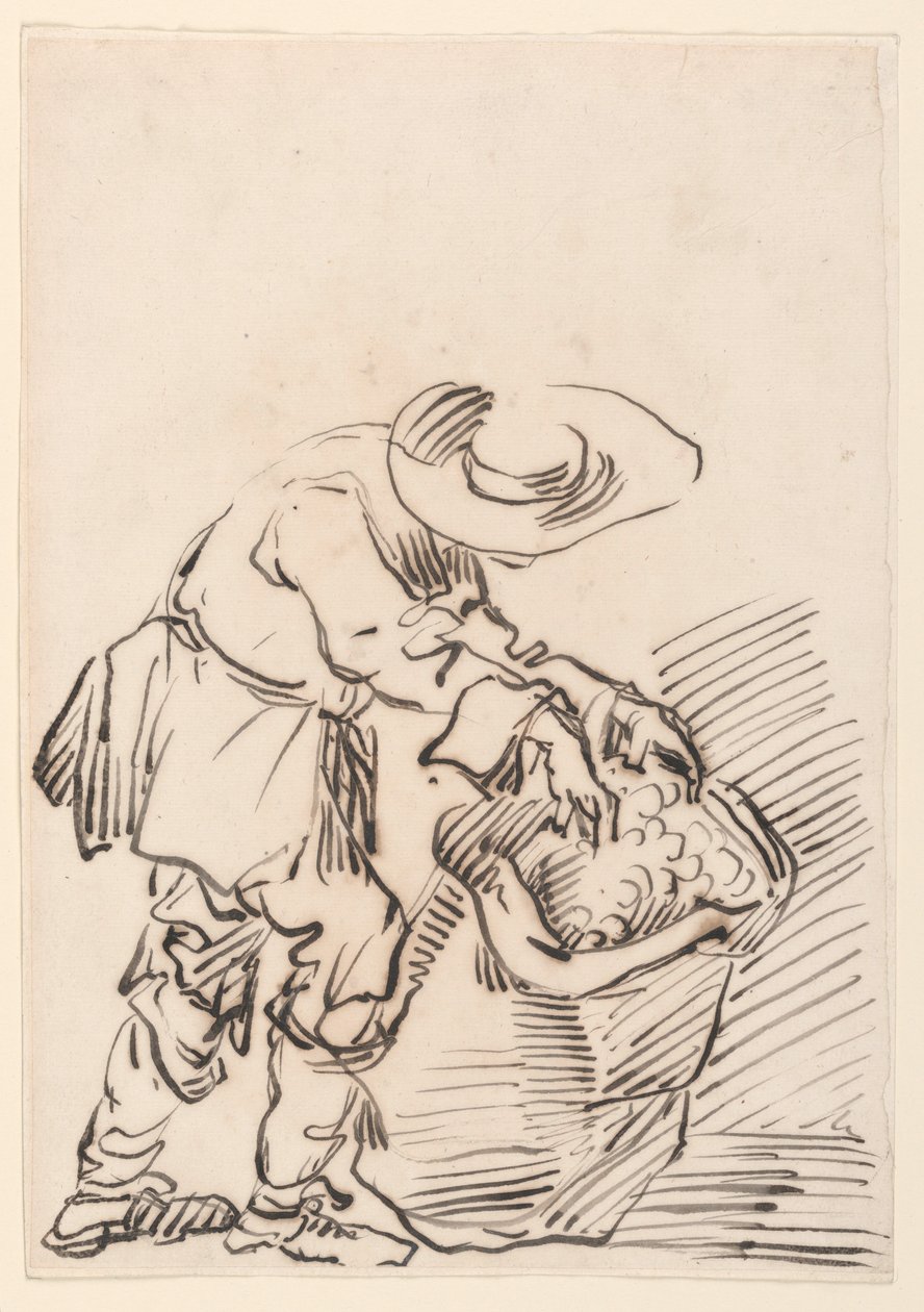 Desenho, Camponês trabalhador, 1728-78 de Carlo Marchionni