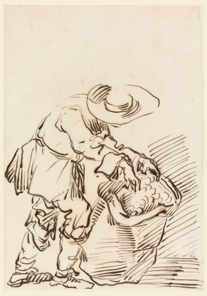 Desenho, Camponês trabalhador, 1728-78 de Carlo Marchionni
