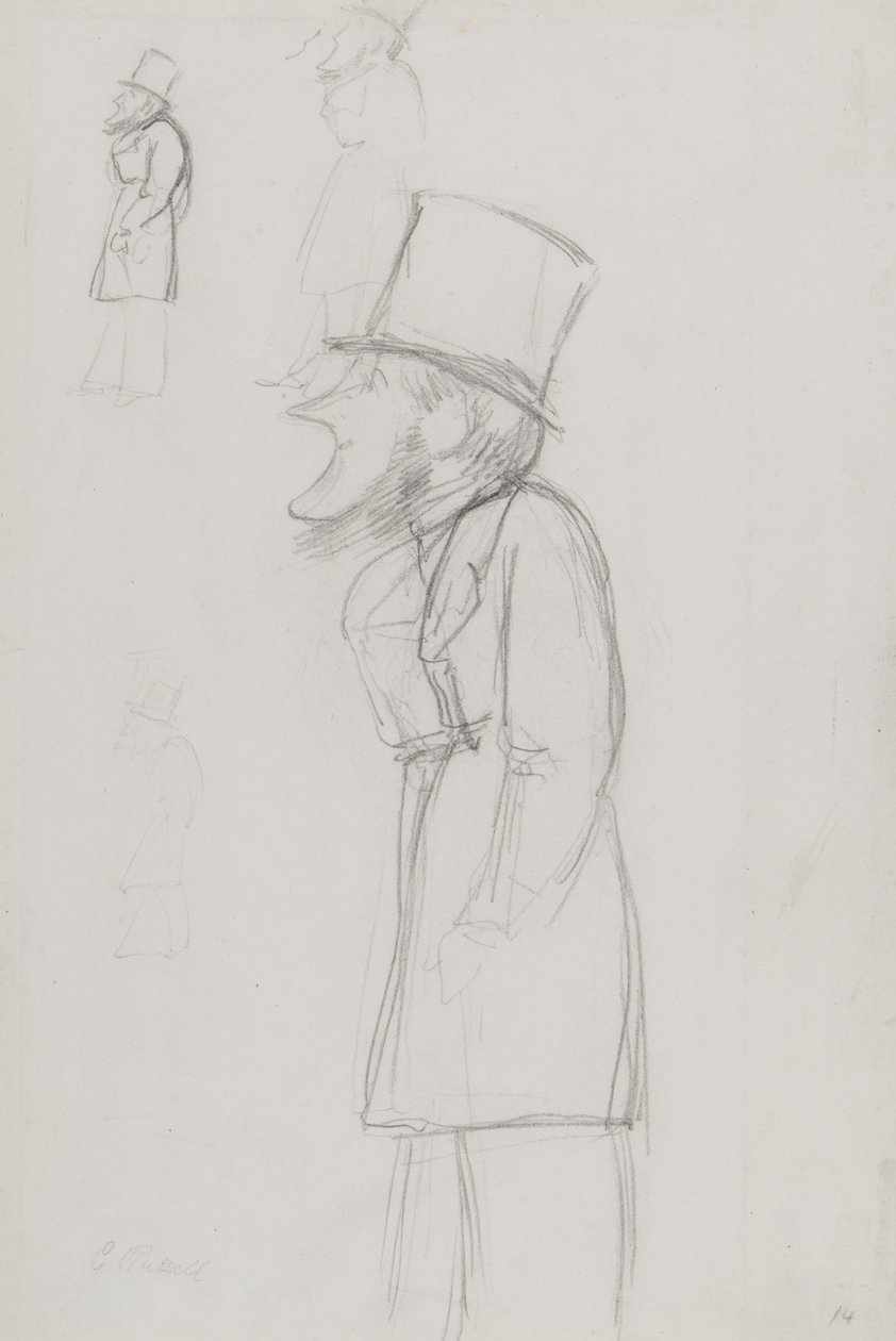 Esboço para uma caricatura, possivelmente de G. Russell de Carlo Pellegrini