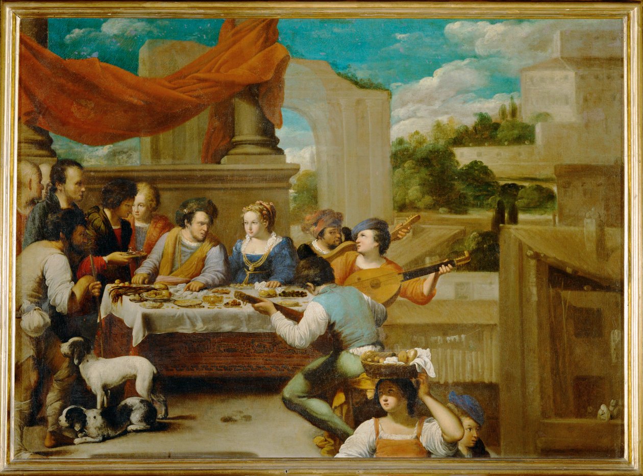 Lázaro e o rico gastador ... (pintura sobre tela) de Carlo Saraceni