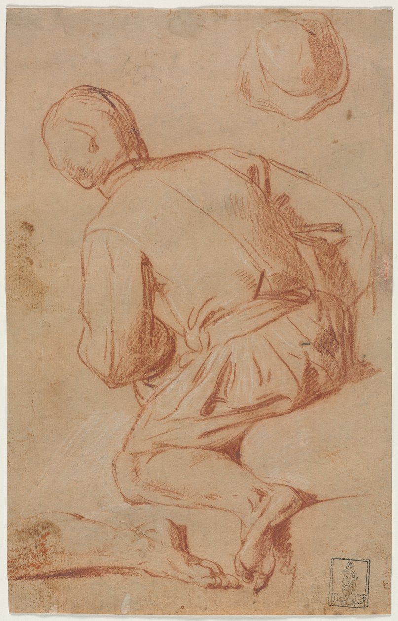 Vista traseira do homem sentado, final de 1600. de Carlo Vimercati