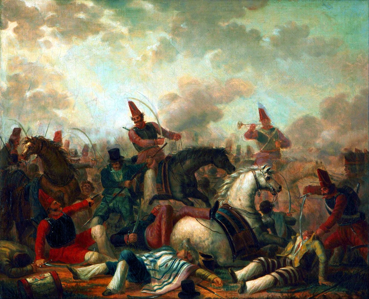 Combate de cavalaria no tempo de Rosas de Carlos Morel