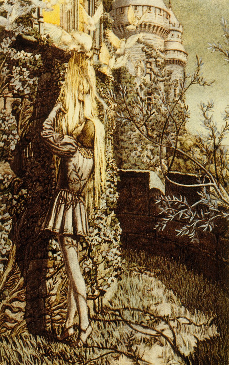 Pelleas e Melisande, peça de Maurice Maeterlinck, litografia colorida de 1922 de Carlos Schwabe