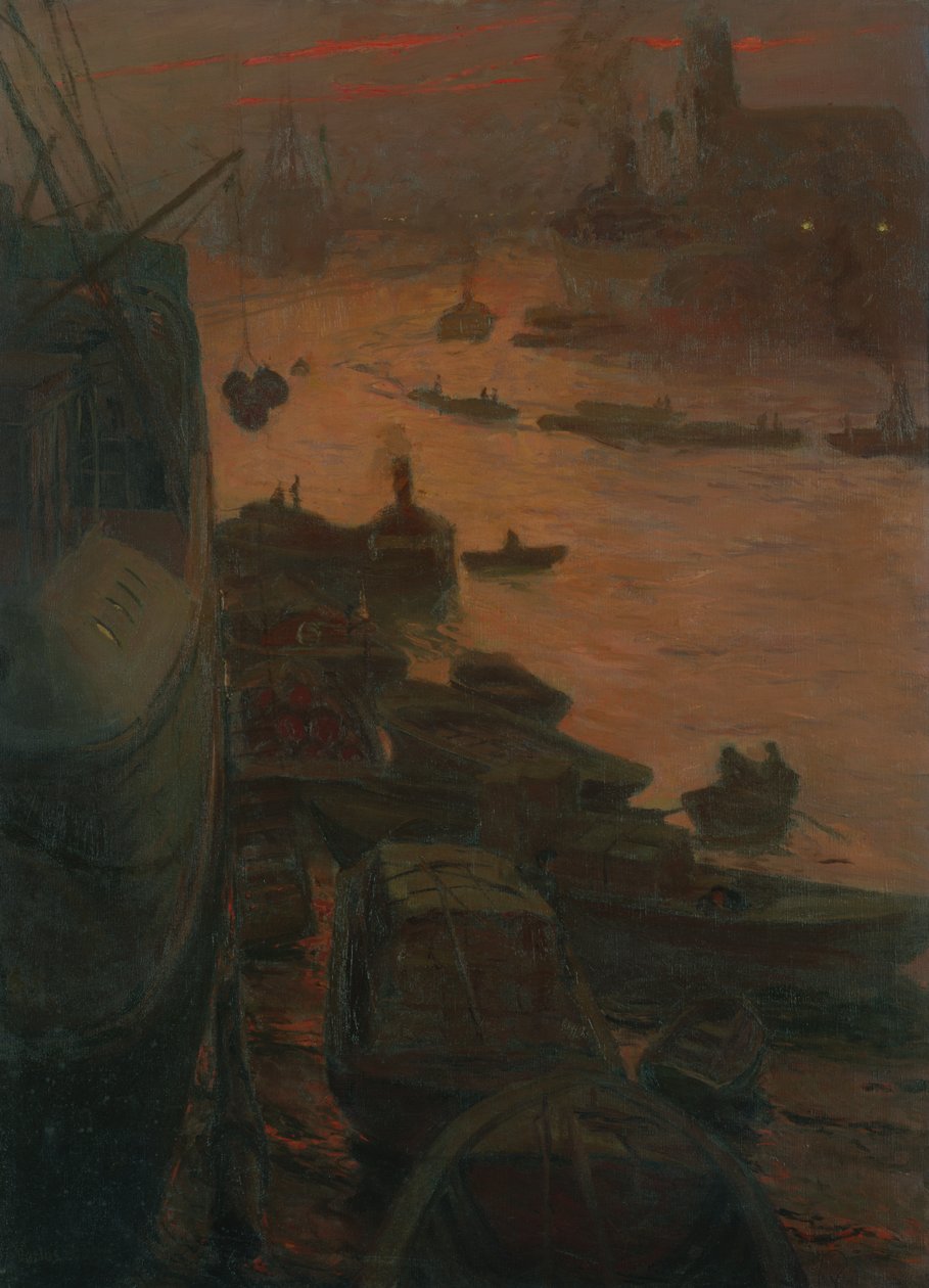 Porto de Hamburgo pelo Imperador Quay, 1911 de Carlos Grethe