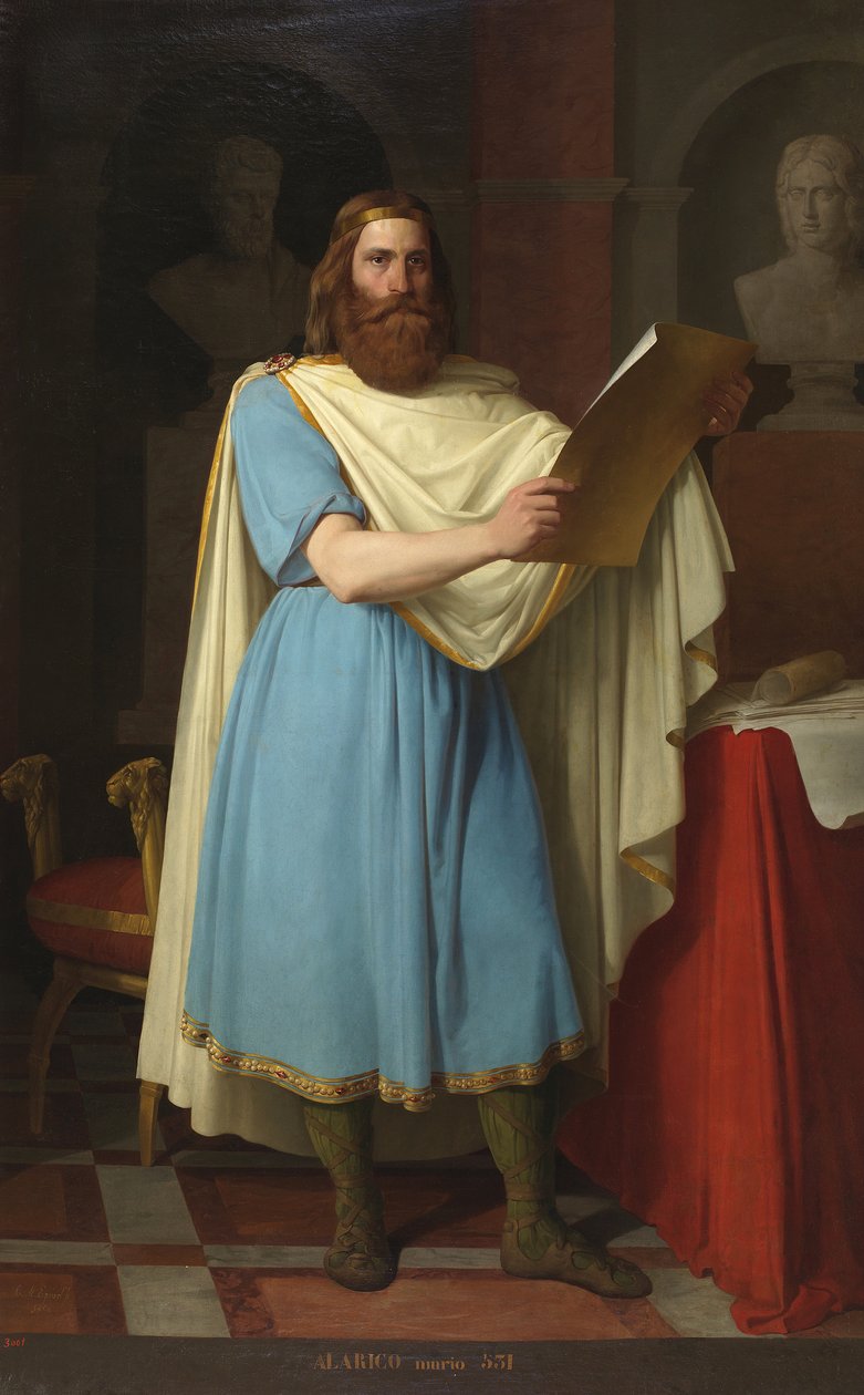 Portrait du roi wisigoth Alaric II (484-507) (Rei Visigótico Alarik, Alarich e Alarico II) Pintura de Carlos Maria Esquivel y Rivas (1830-1867) 1856 Palais de las Cortes, Madrid de Carlos Maria Esquivel