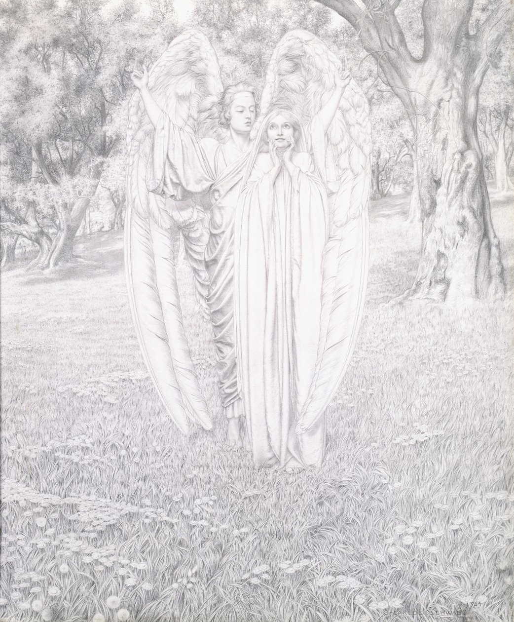 Dois Anjos, 1904 de Carlos Schwabe